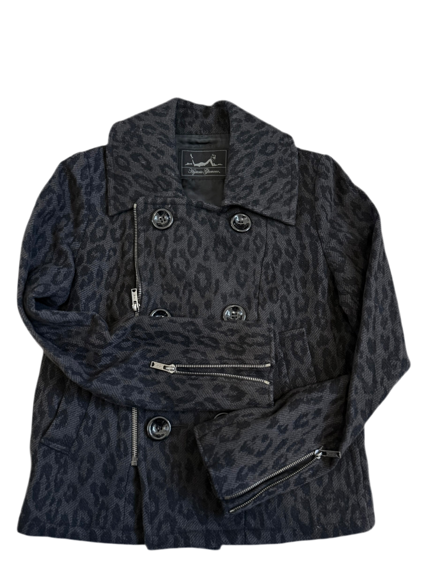 Hysteric Glamour Wool Leopard Print Rider Jacket