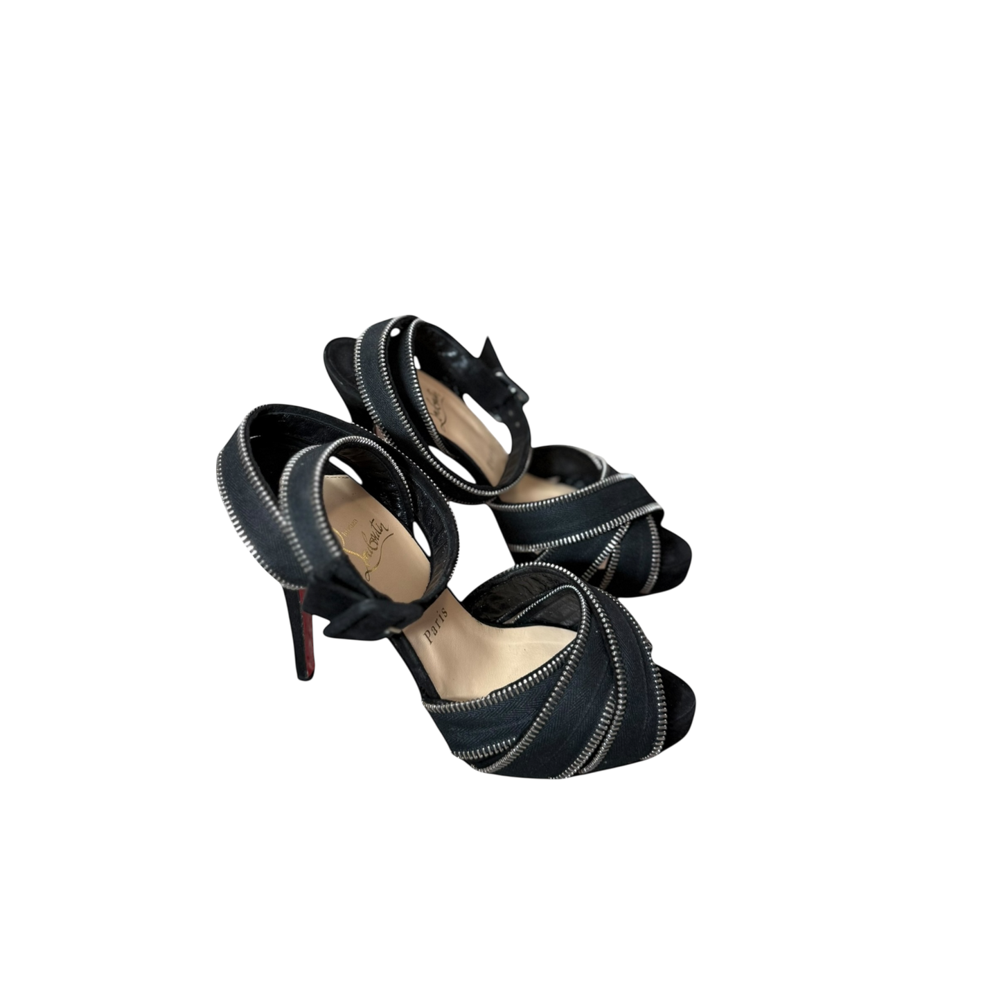 Authentic Christian Louboutin Zoupi Ankle Wrap Zipper Heels