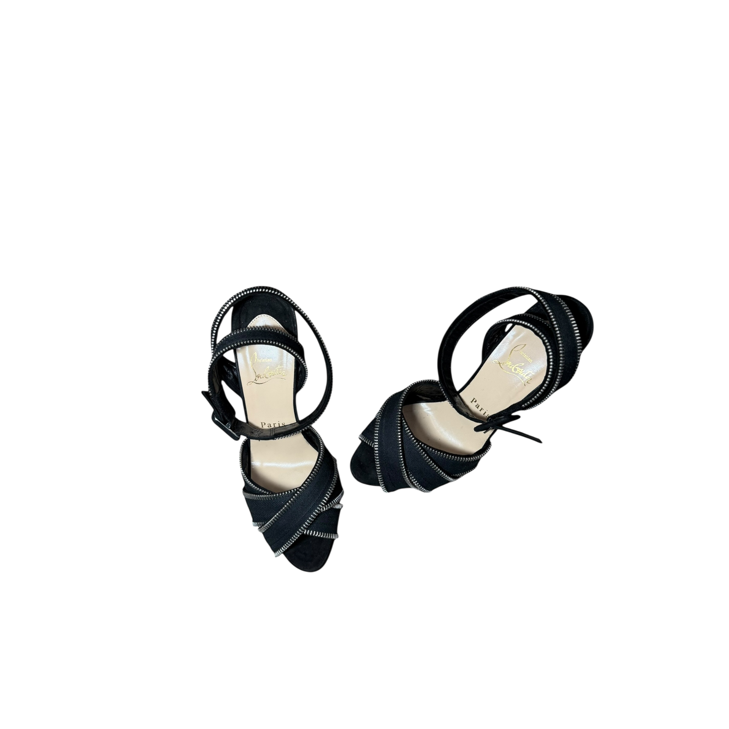 Authentic Christian Louboutin Zoupi Ankle Wrap Zipper Heels