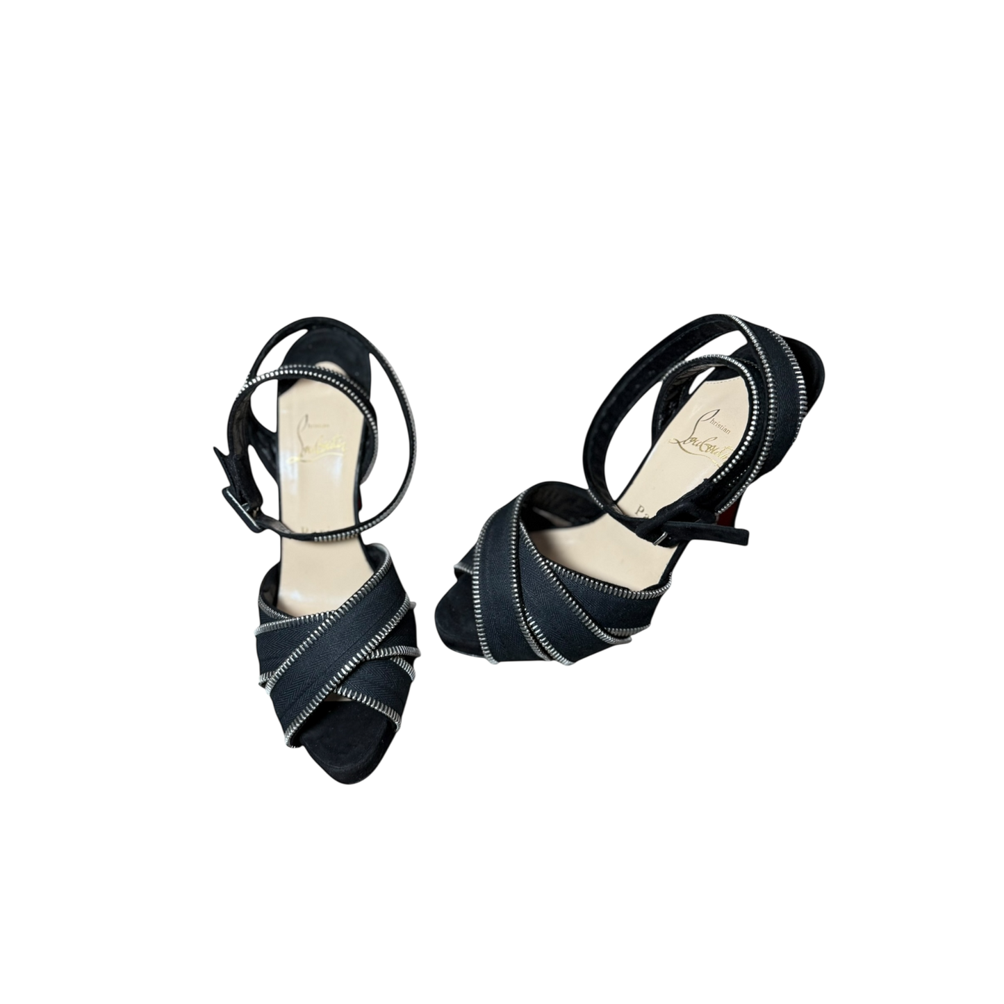 Authentic Christian Louboutin Zoupi Ankle Wrap Zipper Heels