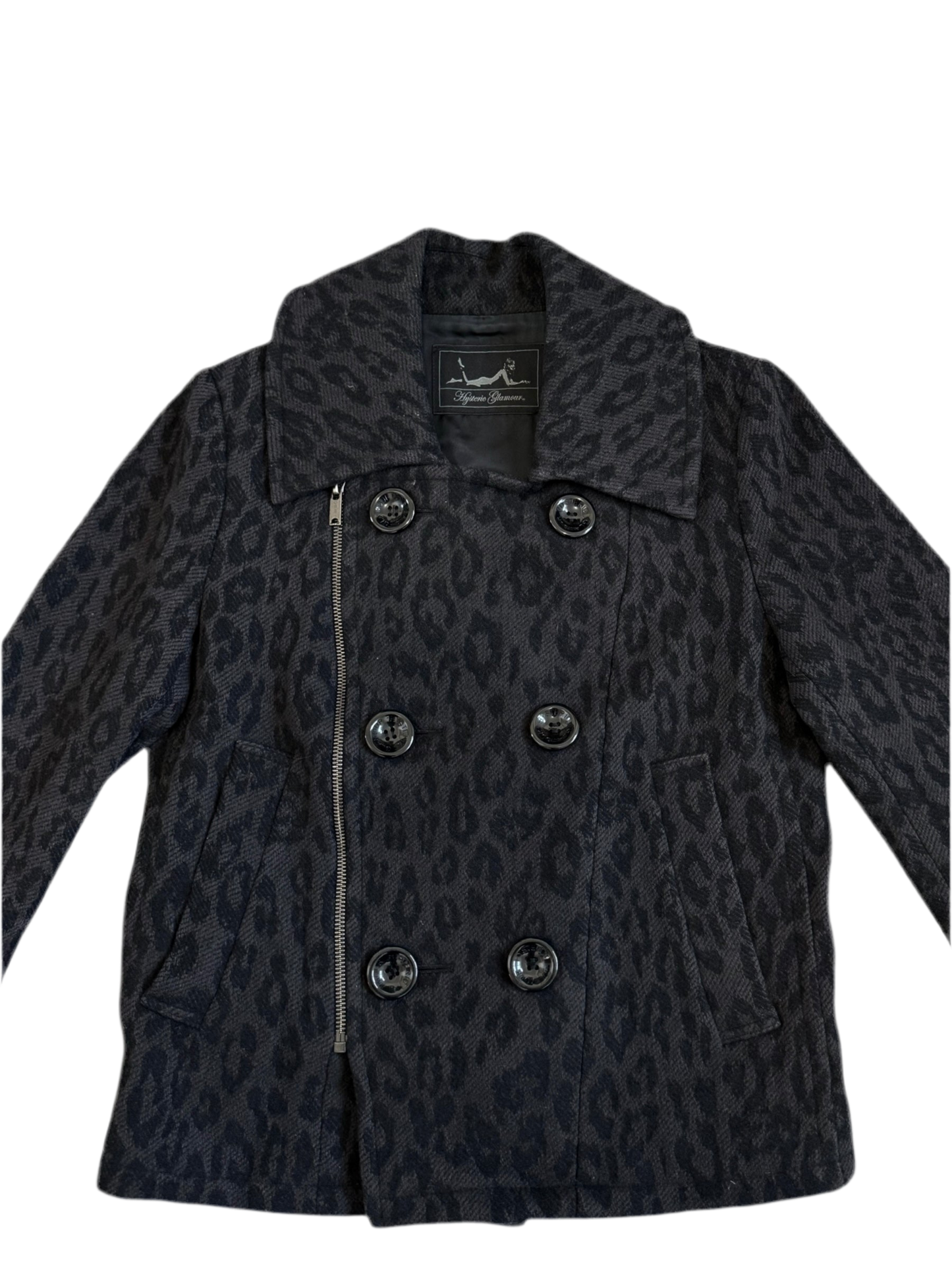 Hysteric Glamour Wool Leopard Print Rider Jacket