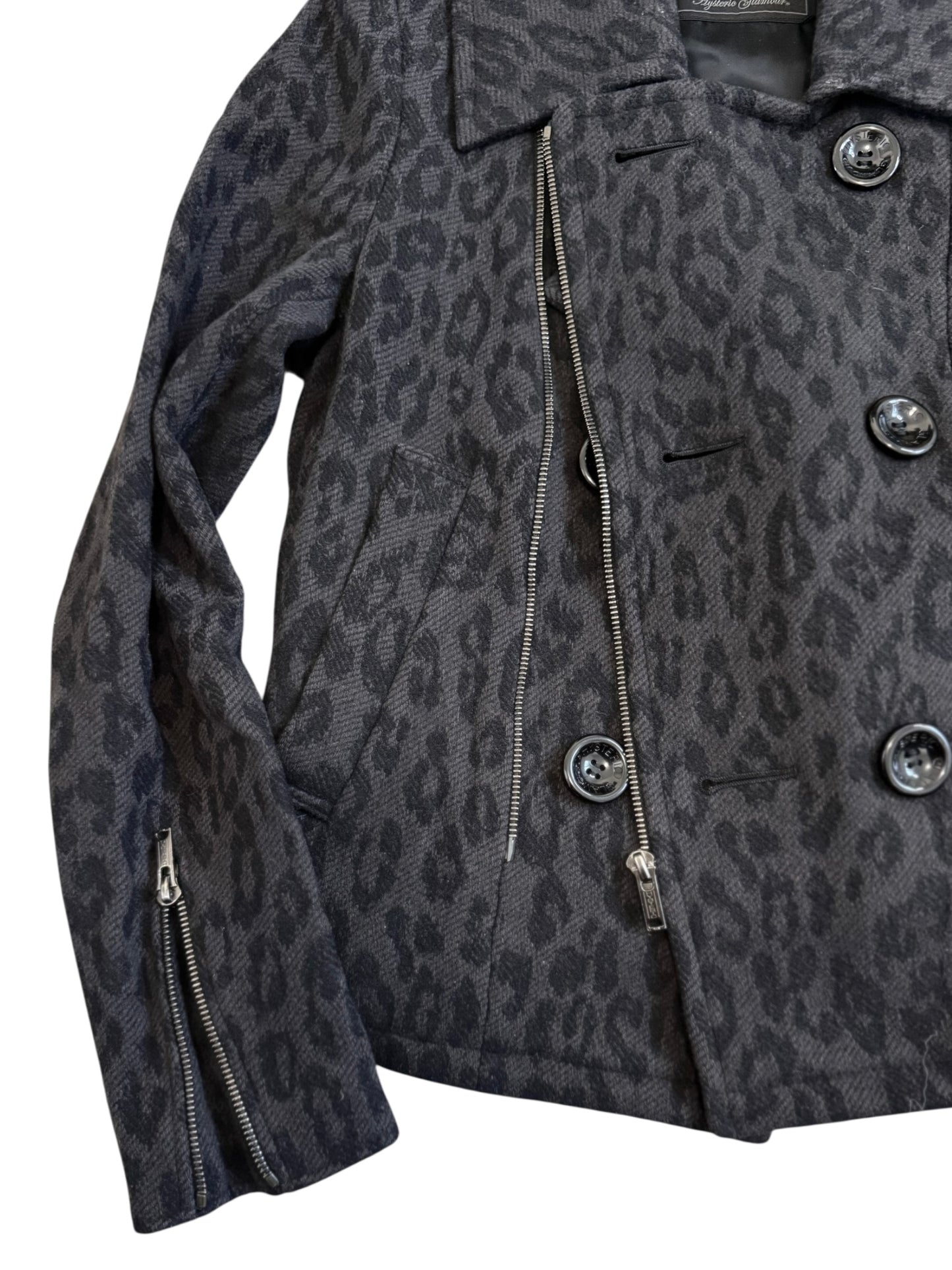 Hysteric Glamour Wool Leopard Print Rider Jacket