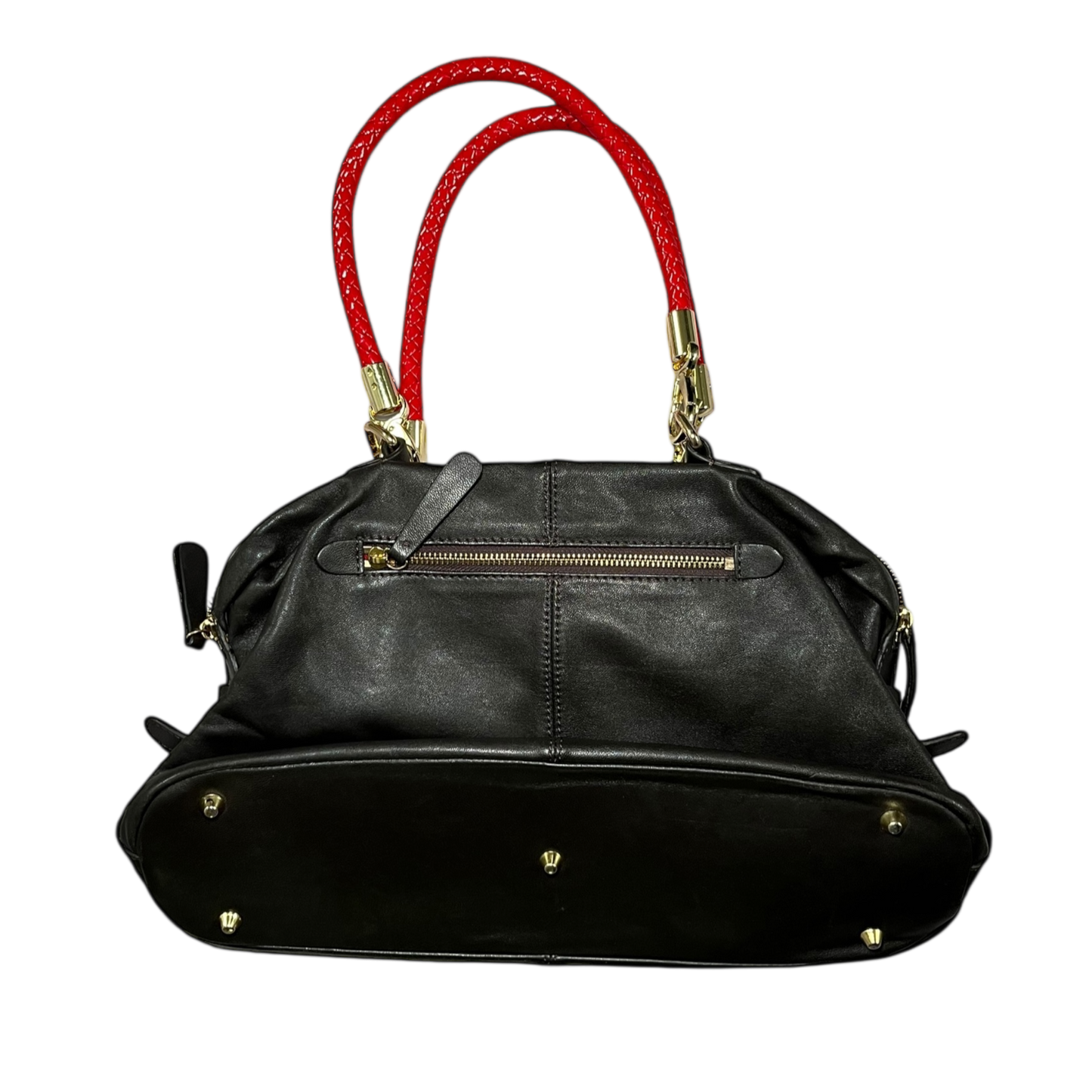Vintage Valentino Patent Black Leather Rose Handle Bag