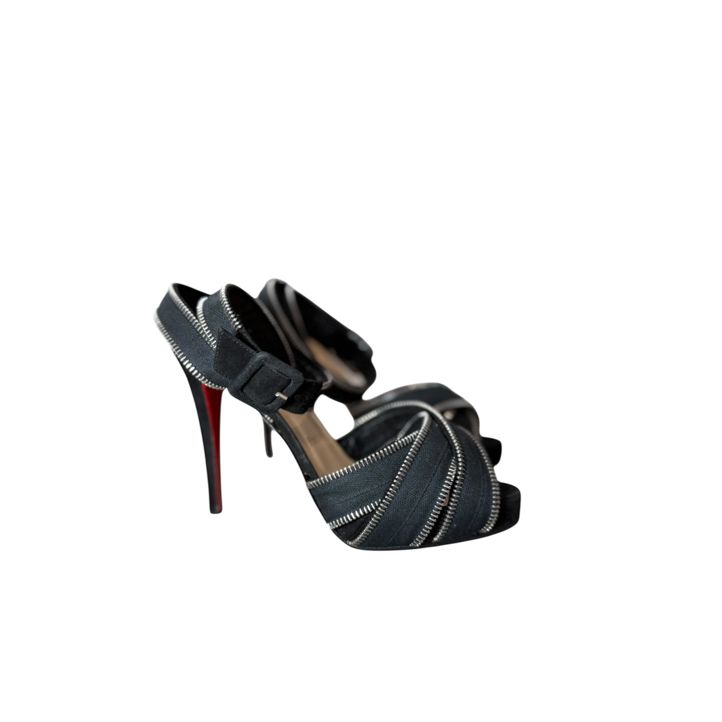 Authentic Christian Louboutin Zoupi Ankle Wrap Zipper Heels
