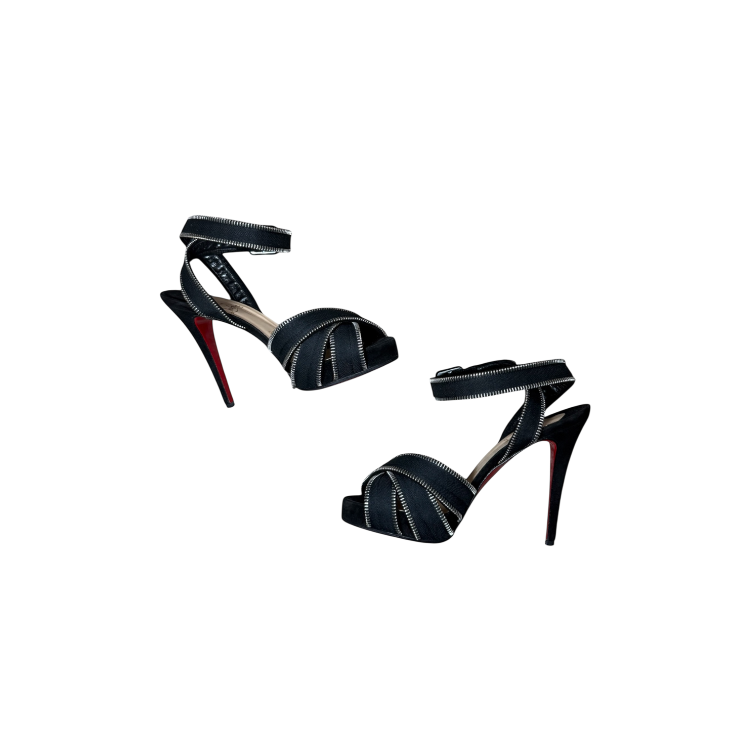 Authentic Christian Louboutin Zoupi Ankle Wrap Zipper Heels