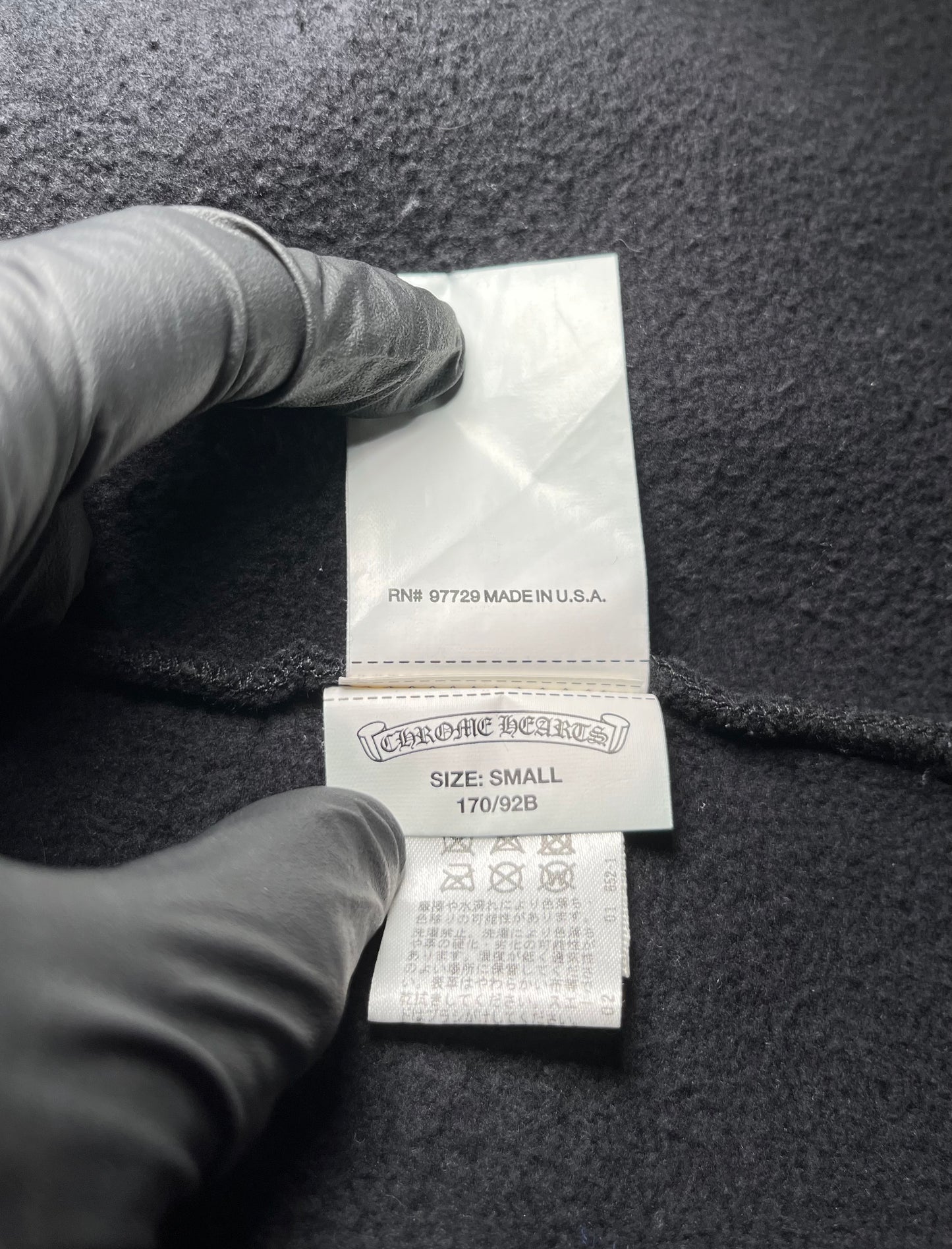 Chrome hearts leather sleeve zip up hoodie
