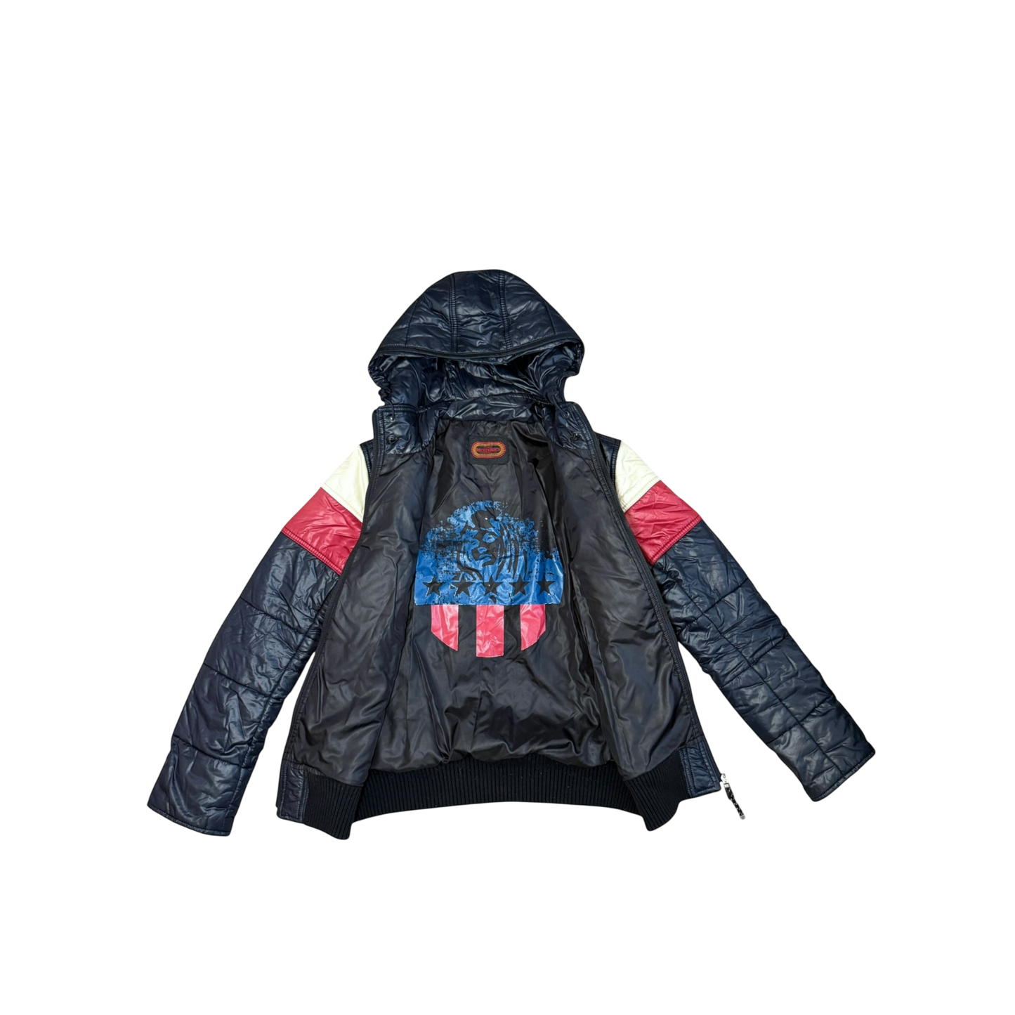 Punk Vintage Exclusive Hysteric Glamour “Contort Yourself” Light Prima Loft Puffer with Patches