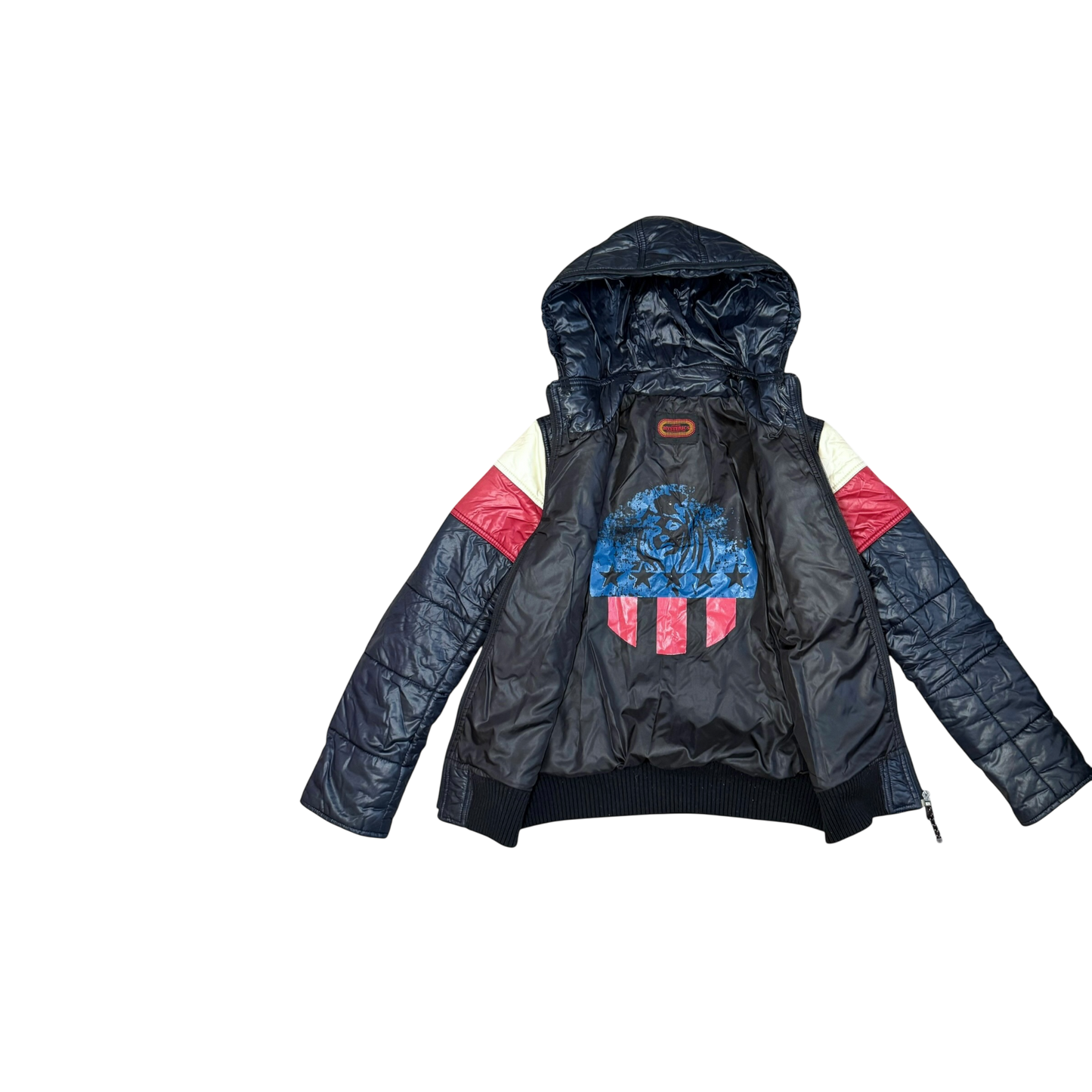 Punk Vintage Exclusive Hysteric Glamour “Contort Yourself” Light Prima Loft Puffer with Patches