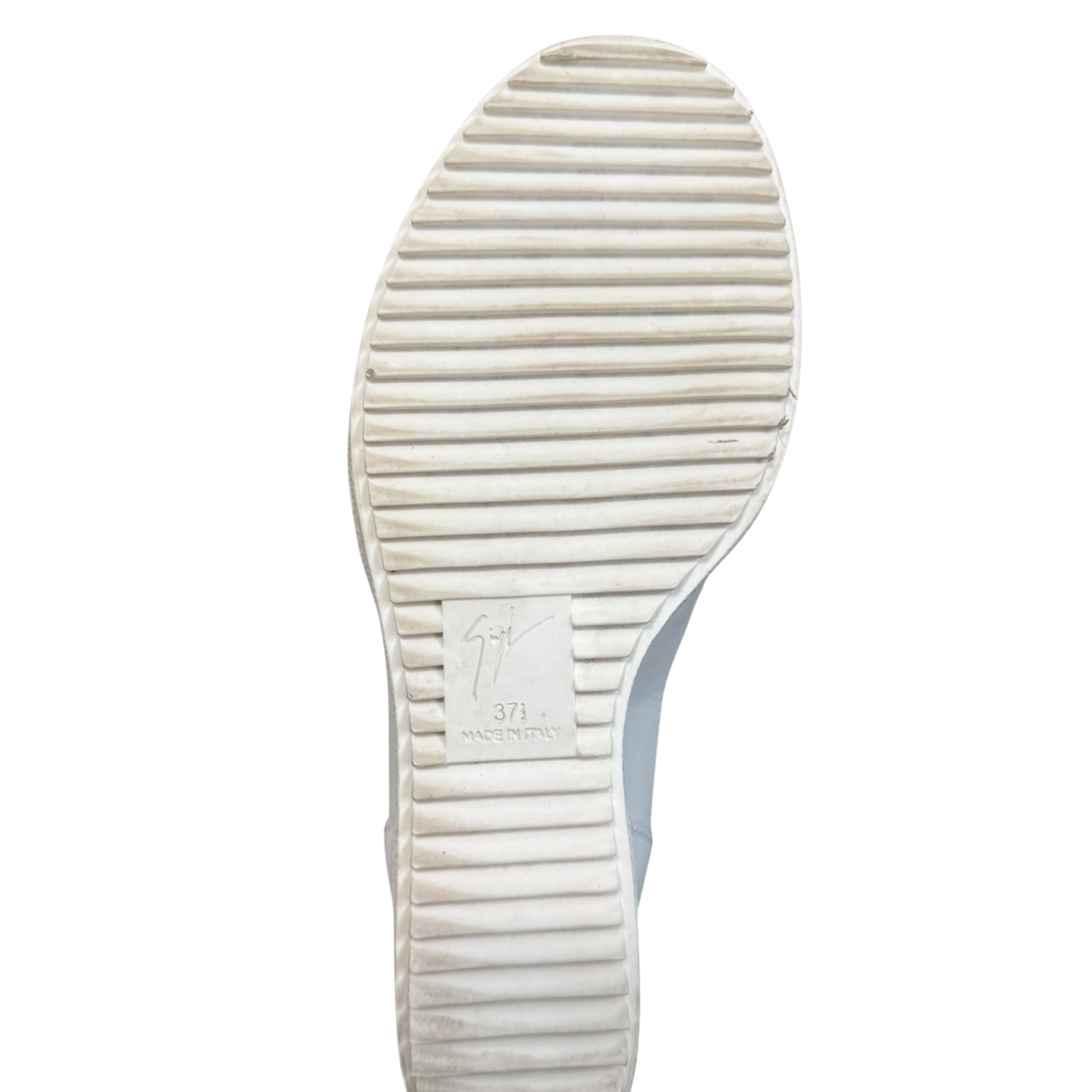 Giuseppe Zanotti White Leather and Gold Chain Design Pump Wedge Sneakers