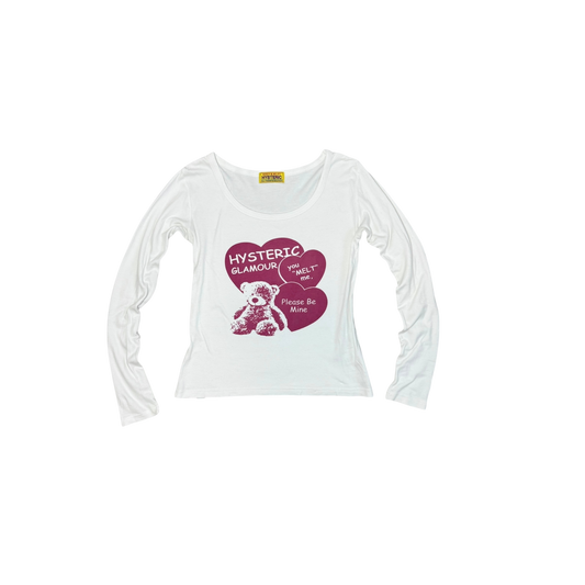 Hysteric Glamour “You Melt Me” Teddy Bear Valentines White Long Sleeve