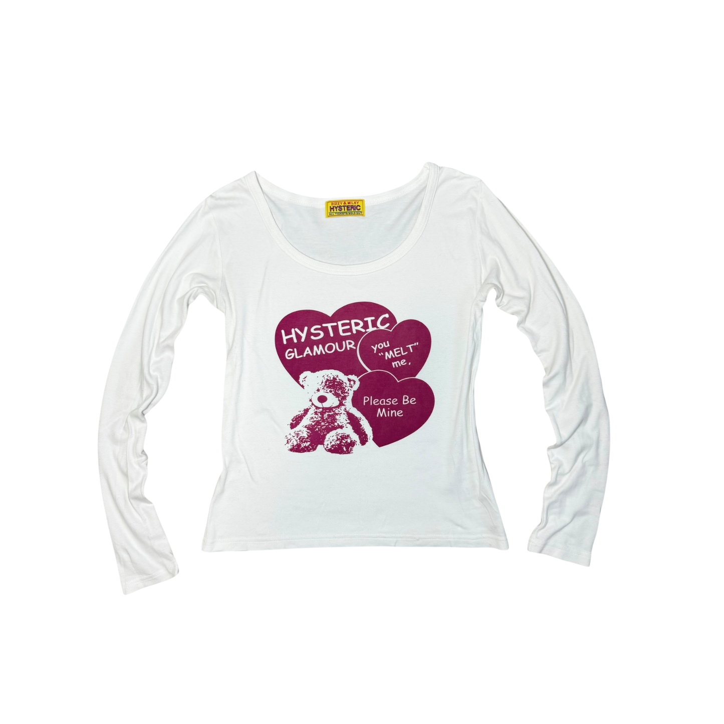Hysteric Glamour “You Melt Me” Teddy Bear Valentines White Long Sleeve