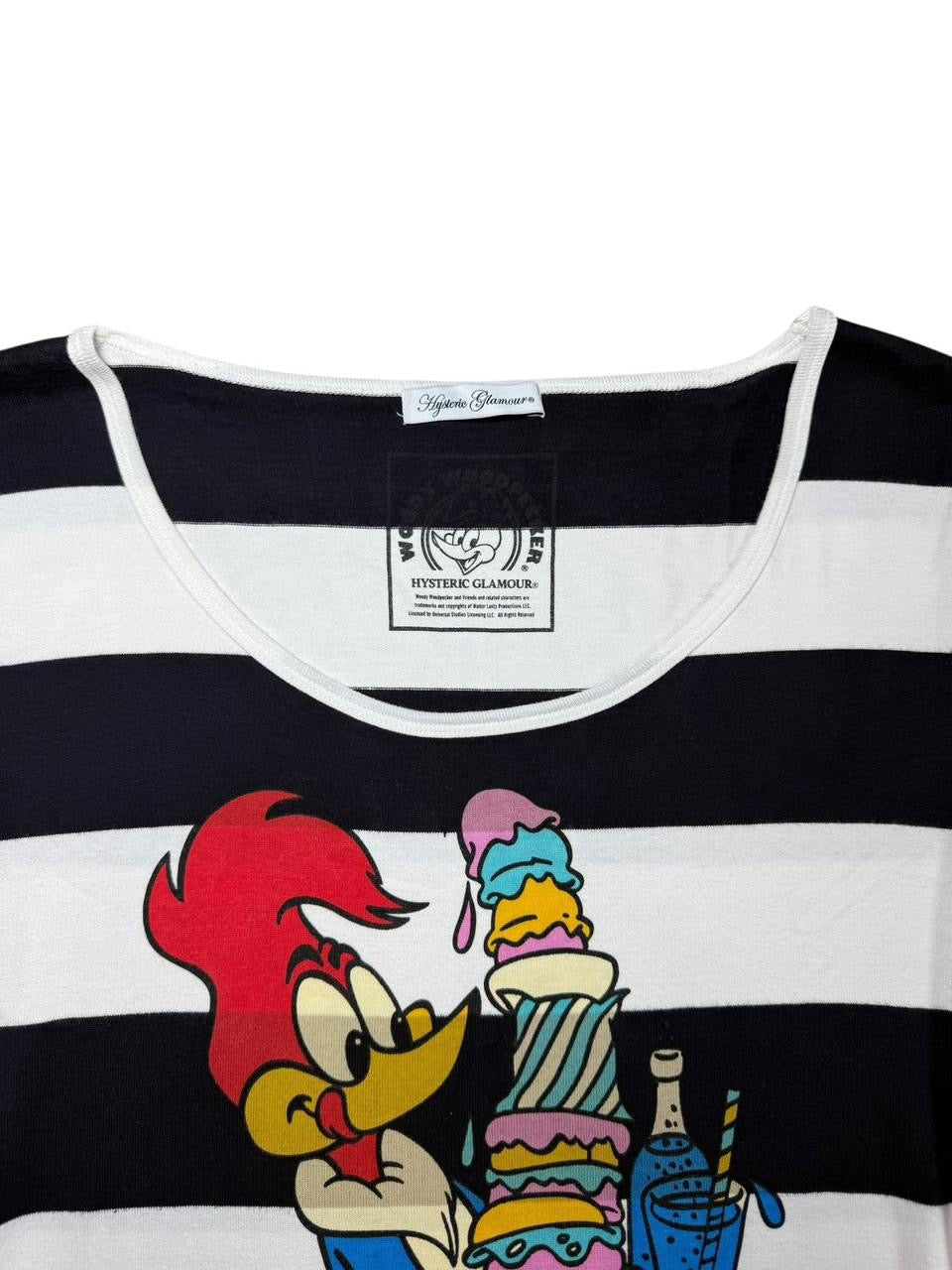 RARE 15SS Hysteric Glamour x Woody Woodpecker Collaboration Thick Striped Print Long Sleeve