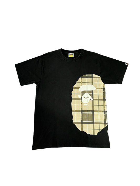 Bape Logo Check Side Big Ape Head Tee [L]
