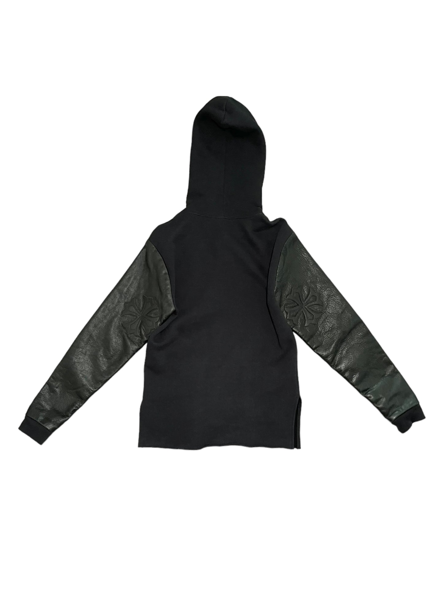 Chrome hearts leather sleeve zip up hoodie