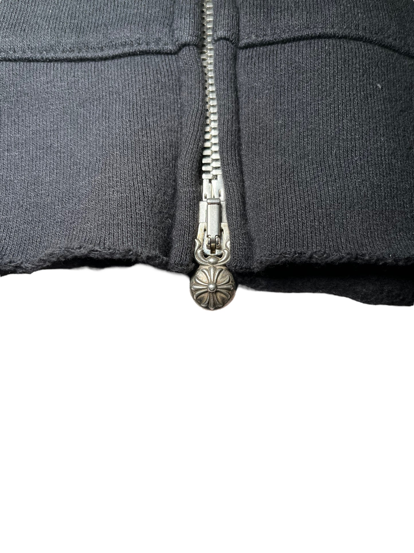 Chrome hearts leather sleeve zip up hoodie