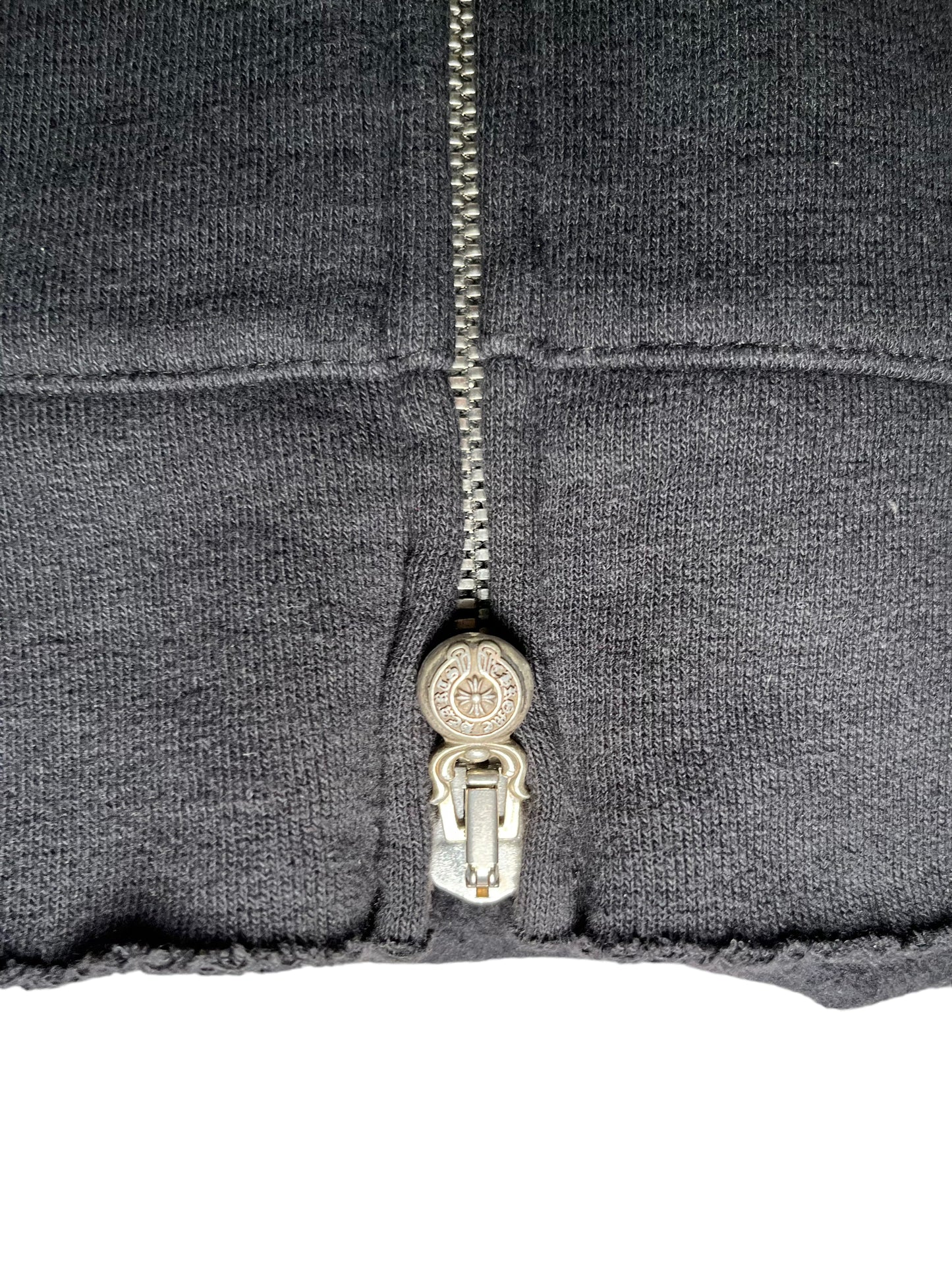 Chrome hearts leather sleeve zip up hoodie
